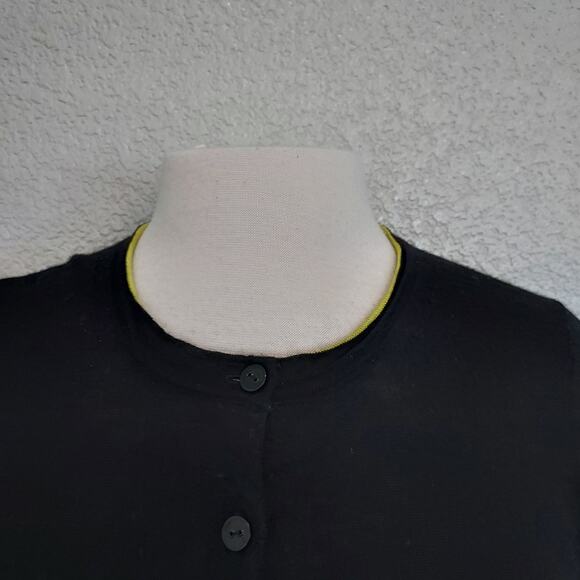 Paul Smith WoolBlack Button Cardigan Sweater w/Yellow Graphic Size S - Picture 3 of 10